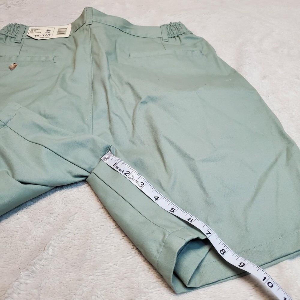 NWT Vintage Grand Slam Sage Green Pleated 7" Inseam High Rise Casual Shorts 36 - Picture 7 of 8